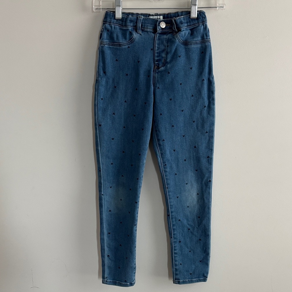 Oshgosh Girls 10 Blue Denim Heart Pattern Mid Rise jeans - Picture 2 of 9